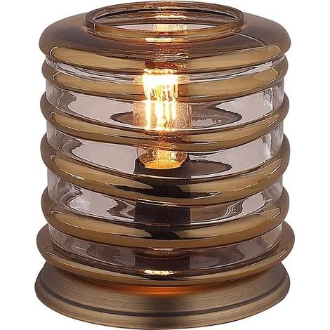 Lampe 24 cm cylindre verre soufflé et métal cuivré vintage - NELSON (1/3)