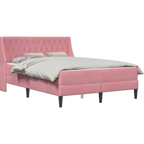 Maison Exclusive - Struttura letto con materasso Rosa 140 x 190 cm Velluto