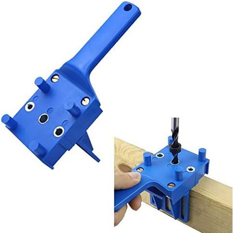 Guide de perçage manuel, gabarit de menuiserie, outil de perçage du bois, scie cloche pour outils de menuiserie de bricolage (bleu) (1/5)