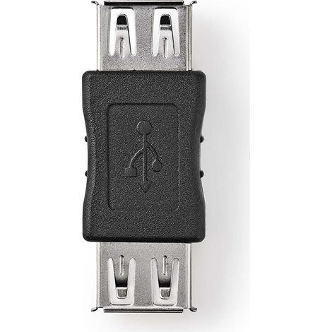 Adaptador usb a usb 20 usb a hembra usb a hembra 480mbps redondo niquelado pvc negro caja