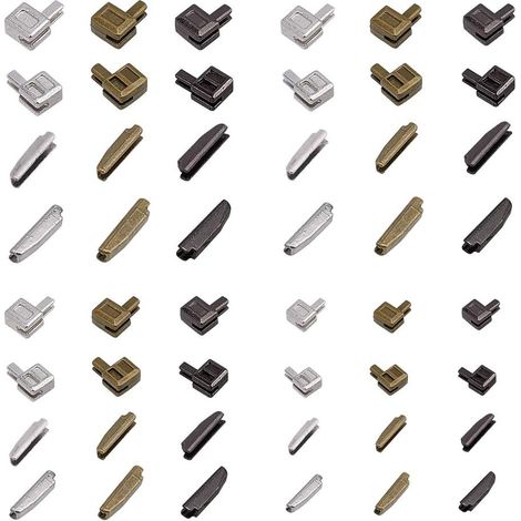12 juegos de cremalleras metálicas en 3 colores (n.° 3, 5, 8 y 10), con pasador de inserción inferior para reparación y reemplazo de cremalleras.