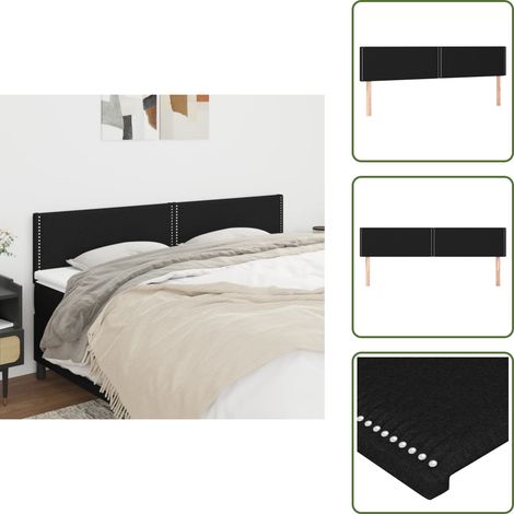 The Living Store Testiera Nera 200x5x78/88 cm in Tessuto - Testiera in tessuto