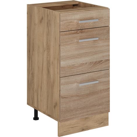Küchenunterschrank R-Line, Sonoma, 40 cm mit Schubladen, ohne Arbeitsplatte, Vicco