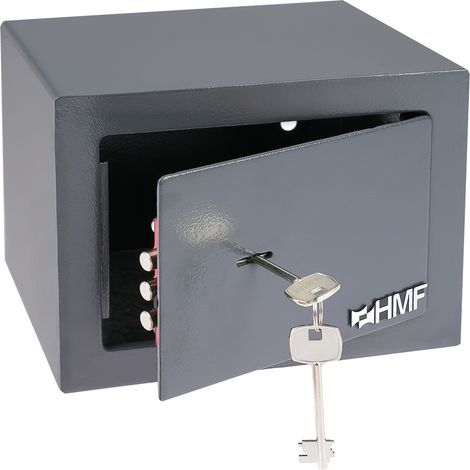 HMF 49216-11 Möbeltresor Doppelbartschloss, Safe Tresor klein mit Schlüssel, 23 x 17 x 17 cm, Anthrazit