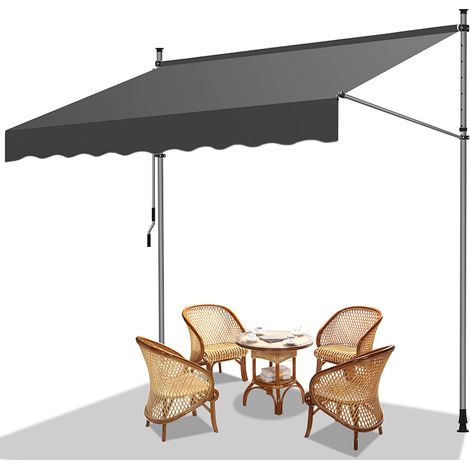 TolleTour Tenda da balcone grigio, 200x120 cm, regolabile, resistenza UV, ideale per esterni
