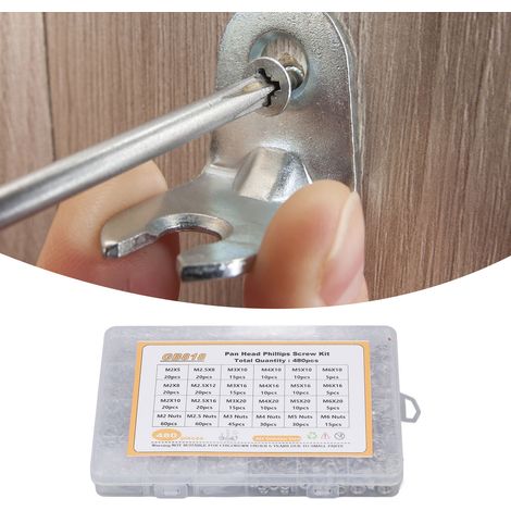 Ensemble de 480 vis et écrous en acier inoxydable 304 avec rondelles, aux dimensions M2, M2.5, M3, M4, M5 et M6. (1/5)