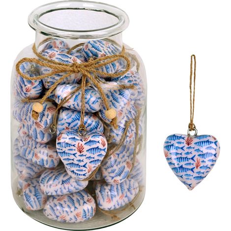 Signes Grimalt Jarrón Novedad  Jarron Con 50 Corazones Peces Novedad Blanco 16x16x26cm 39508 (1/5)