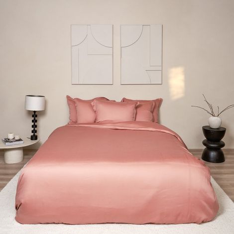 Housse de Couette en Satin de lyocell Lyocell Rose Terra, Thermorégulatrice et Douce - PANGIVO (1/5)