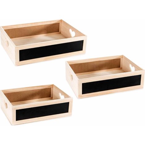 Set 3 Cassette Legno con Lavagna e Manici a Cuore per Cucina (1/4)