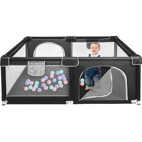 Hofuton Parc Bébé - Centre d'Activités pour Enfants - Noir - 120x160x66cm - tente de parc pour nourrissons et tout-petits - Comprend un sac de rangement (1/5)