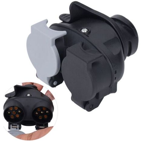 QORVA-Adaptateur de remorquage 13 broches vers 2 prises 7 broches – Prise 12V 12N 12S pour remorque et caravane – Connecteur étanche