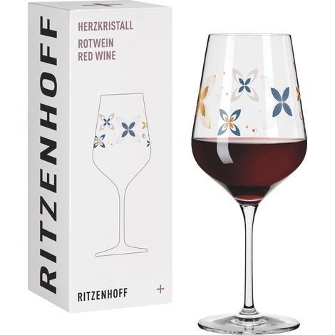 Verre à vin rouge 500 ml - série N° 9 - verre avec motif floral en or rose - Made in Germany (1/5)