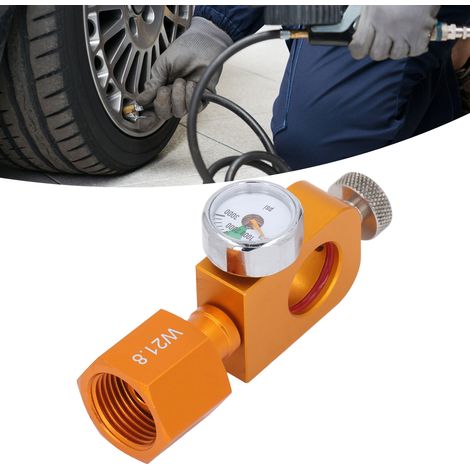 Adaptador de recarga W21.8 para máquina de refrescos con manómetro y función de ventilación – juego de 6 piezas, aluminio y acero (1/5)