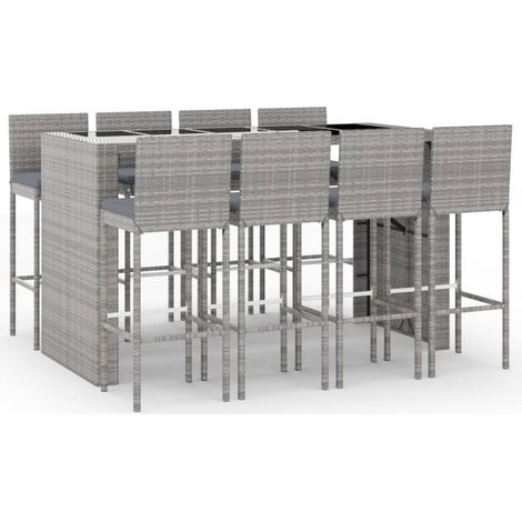 Maison Exclusive - Mesa y taburetes altos jardín 9 pzas y cojines