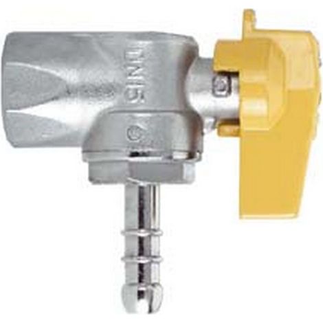 1PZ RUBINETTO GAS FEMMINA 1/2" PER GPL a squadro con portagomma  mm.10