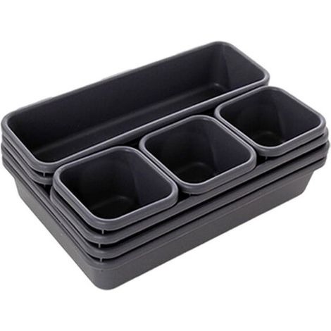 8pcs / sets maison tiroirs rangement boîte plateau rangement Bureau casier cuisine salle de bain placard bijoux maquillage table de rangement boîte de rangement (noir)