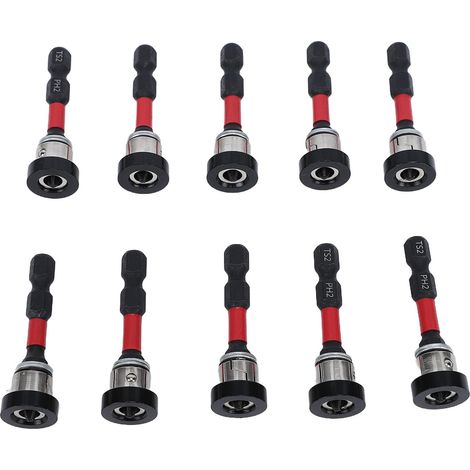 Embout de tournevis magnétique PH2 pour cloisons sèches, Embout à profondeur réglable avec collier en aluminium amovible, Acier allié S2 haute résistance (1/5)