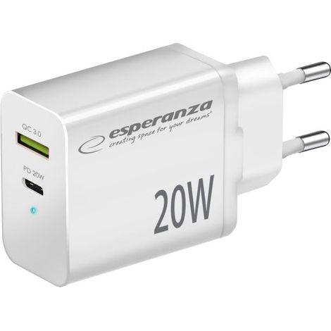 Esperanza schnellladegerat 20 w usb c pd 20 w usb a qc 30 18 w wei
