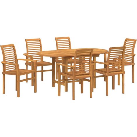 Maison Exclusive - Garten Essgruppe 7 pcs Braun Massivholz Teak