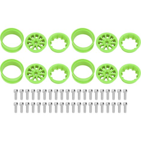 Jeu de 4 jantes en nylon 2.2 pouces pour voiture RC Axial SCX10, Wraith, RR10 1/10, couleur verte. (1/5)