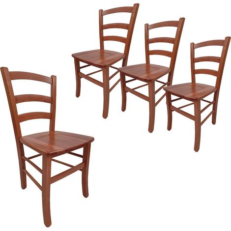 4 Sedie in legno massello paesana Noce Scuro - Misura 43x42x86 cm - Sedia tradizionale robusta per casa, cucina, agriturismo e ristorante (1/5)