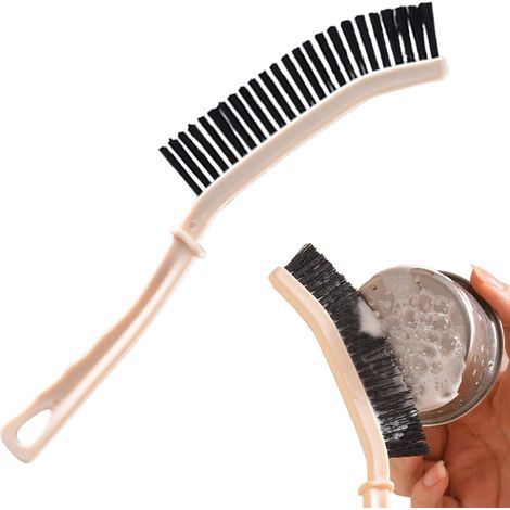 Brosse de nettoyage, goupillon pour recoins, outil pour espaces de 23 cm, poils durs, conception multifonctionnelle pour carrelage de douche, coins de cuisine, nettoyage de voiture, usage domestique, (1/5)