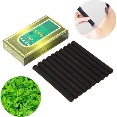 10 Rouleaux de Moxa sans Fumée pour Moxibustion - Bâtons d'Armoise pour Soulager la Douleur - 10 Pièces