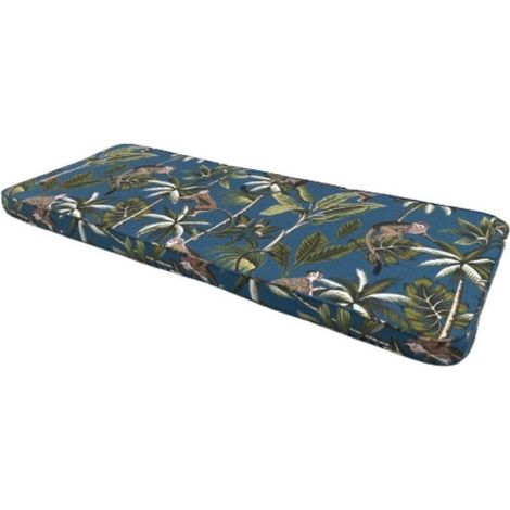 Tropical 2 Seater Bench Cushion - L116 x W48 x D6 cm - Blue