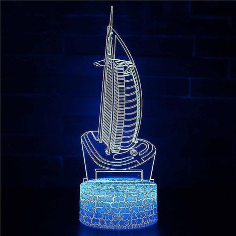 Lampe de chevet LED à illusion d'optique 3D, 7 couleurs, tactile, style Art Déco, pour chambre d'enfant. (1/5)