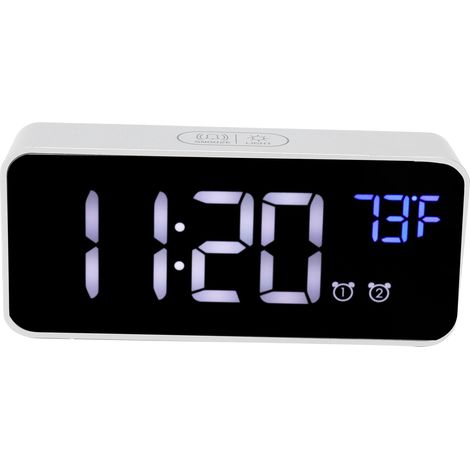 Digitaler LED-Wecker mit Thermometer, Schlummerfunktion, USB-Ladeanschluss und silberner Optik für Schlafzimmer und Büro (1/5)