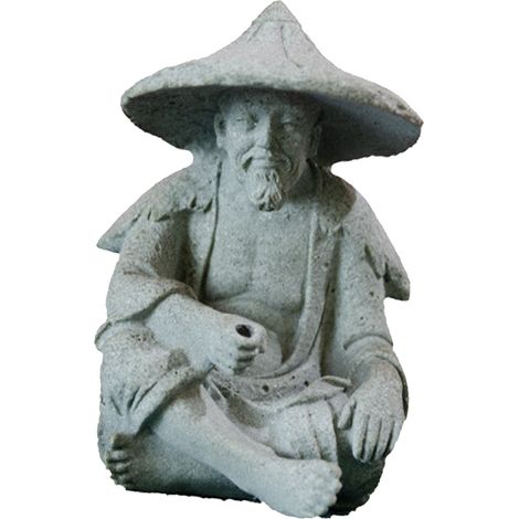Petite statuette pêcheur aquarium résine figurine décor vigneron pour bac poisson fontaine (1/4)