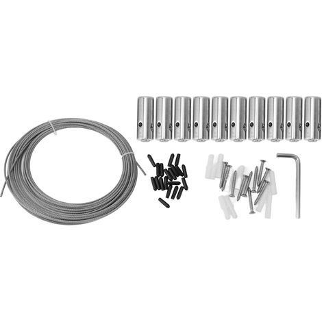 Traliccio in metallo per piante rampicanti, fissaggio esterno in acciaio inox, kit per parete verde, sistema di cavi con morsetti a croce, 10 viti ad anello, 12 m (1/5)