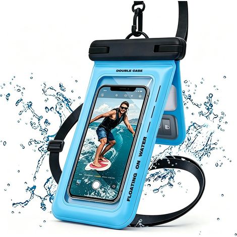 Funda para teléfono resistente al agua IPX8, universal, con correa, azul. (1/5)