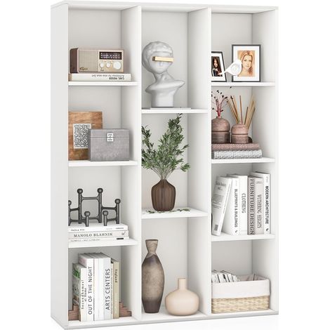 COSTWAY Estanteria Madera de 11 Cubos, Libreria Blanca, Estanteria Libros, 74 x 24 x 106 cm, Mueble Estantería Salon Oficina Dormitorio (1/5)