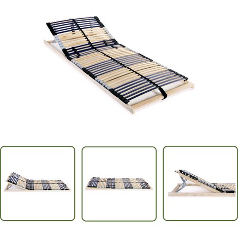 The Living Store Sommier à lattes sans matelas avec 42 lattes 7 zones 70x200 cm - Sommier À Lattes - Cadre Lit - Base De Lit - Lit Double - Lit Confortable (1/5)