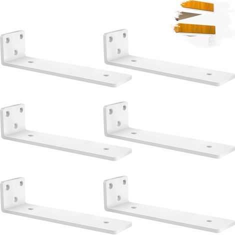 6 Pièces Supports D'étagère Flottants 25 cm, Equerre Charge Lourde Avec Vis Et Ancrages Assortis, Equerre Etagere Murale Métal Maximale de 70kg (1/5)