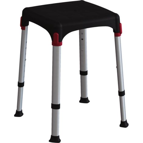 sgabello regolabile da bagno quadrato nero, 30,5x30,5x39/54 cm