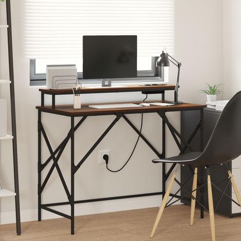 Schreibtisch mit Regal Braun Eichen-Optik 100 x 50 x 86.5 cm vidaXL (1/5)