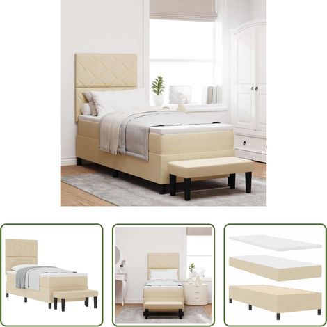 Matratze - Boxspringbett mit Matratze mit Kopfteil Creme 80 x 200 cm Stoff (1/5)