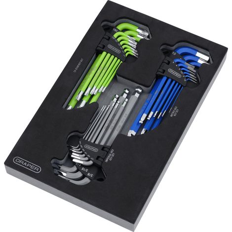 Draper 12822 Draper TX-STAR , Imperial & Metric Ball End Hex Key Sets in EVA Storage Tray (27 Piece)