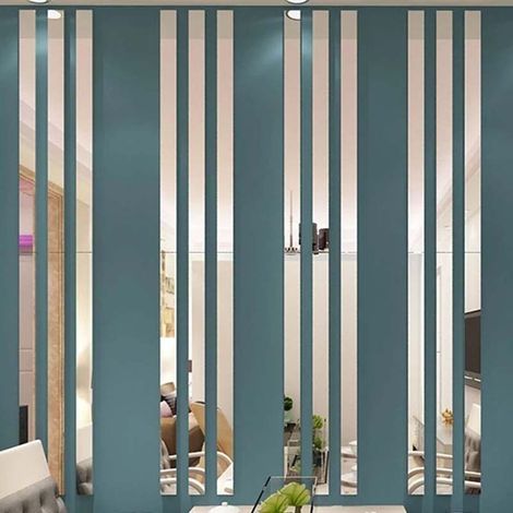 Lot de 20 stickers miroir décoratifs 3D acrylique – Dimensions 5x50cm – Effet stéréoscopique pour décoration intérieure – Super léger - 20pcs