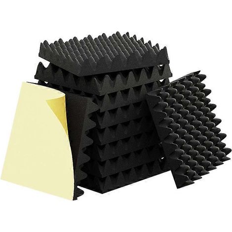 Lot de 12 panneaux en mousse auto-adhésifs, structure alvéolaire, panneaux acoustiques en mousse, panneaux muraux insonorisants 1,5 x 12 x 12 pouces (1/5)