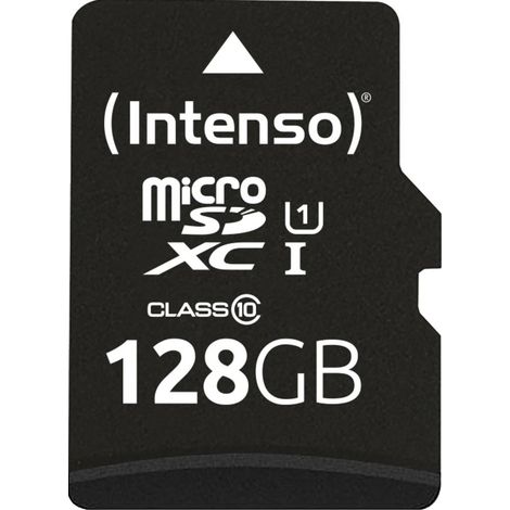 Carte microSD 3424491 128 Go – Vitesse de transfert jusqu'à 90 Mo/s – Classe 10 UHS-I – Étanche et résistant aux chocs – Intenso