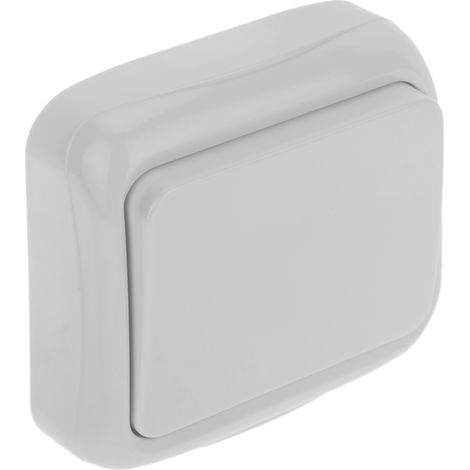 BeMatik - Interruptor de superficie con marco 77x77mm serie Spa de color blanco