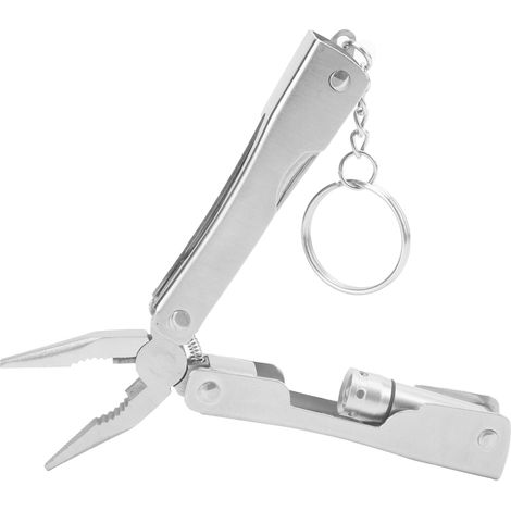 Pince Multifonction Compacte en Acier, Outil de Survie Léger avec Lampe LED pour Randonnée