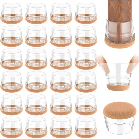 24-Piece Chair Leg Protectors, Silicone Chair Pads with Thickened Felt, for Hardwood and Tile Floors, Reduce Noise and Prevent Scratches - Round Transparent L (33-36mm) (1/5)