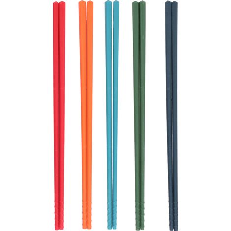 Ensemble de 5 baguettes en silicone et acier inoxydable - 24 cm, antidérapantes et réutilisables (1/5)