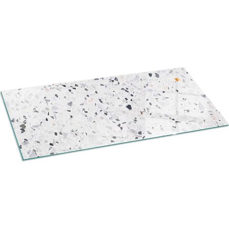 Plaque de sol sous poêle à bois en verre trempé protection thermique du plancher Motif pierre avec particules 125x50 cm (1/5)