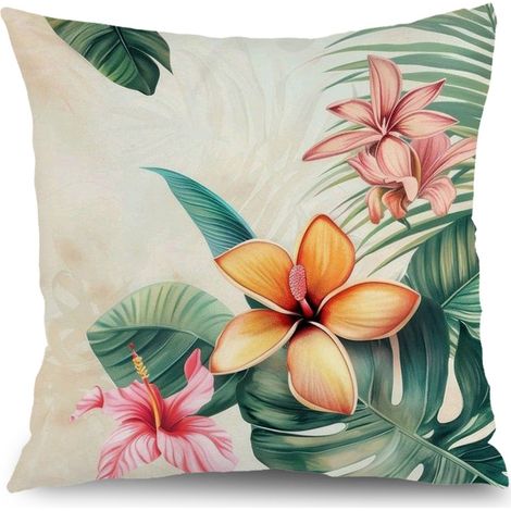 Housse de coussin floral coton printemps été, décoration salon,45×45cm (1/5)