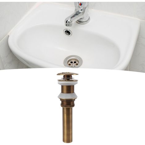 Grifo de lavabo vintage de latón y cobre con función de desagüe automático y sin rebosadero – compatible con lavabos estándar (1/5)